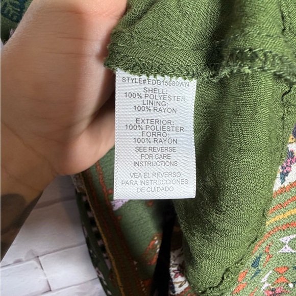 Altar’d State  Maxi Dress Olive‎ Floral Boho Long Sleeve - Picture 7 of 10